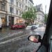 car flooded in rain